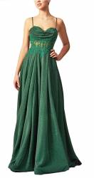 Alana Emerald Sparkly Fit and Flare Gown